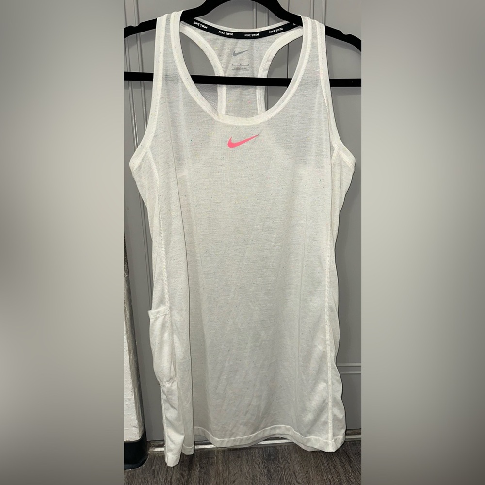 Nike White Tank Top with Pink Swoosh